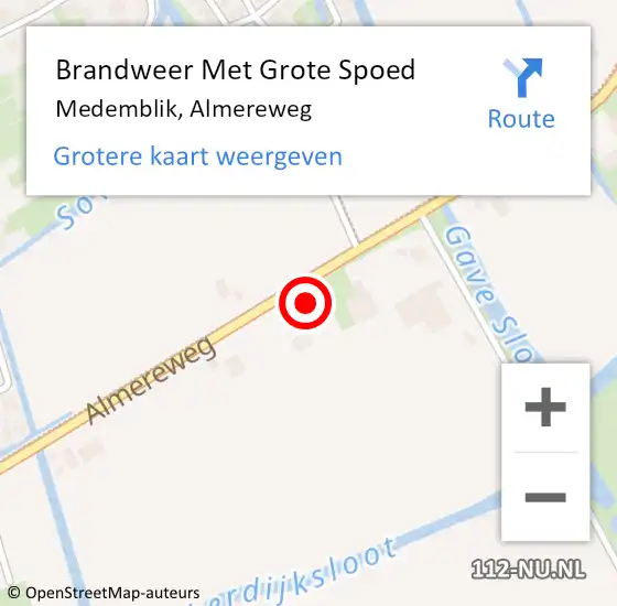 Locatie op kaart van de 112 melding: Brandweer Met Grote Spoed Naar Medemblik, Almereweg op 19 februari 2022 23:02