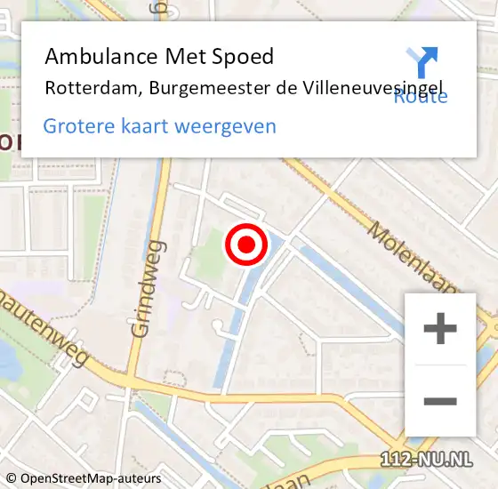 Locatie op kaart van de 112 melding: Ambulance Met Spoed Naar Rotterdam, Burgemeester de Villeneuvesingel op 19 februari 2022 23:12