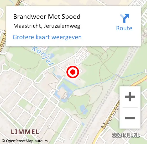 Locatie op kaart van de 112 melding: Brandweer Met Spoed Naar Maastricht, Jeruzalemweg op 19 februari 2022 23:28