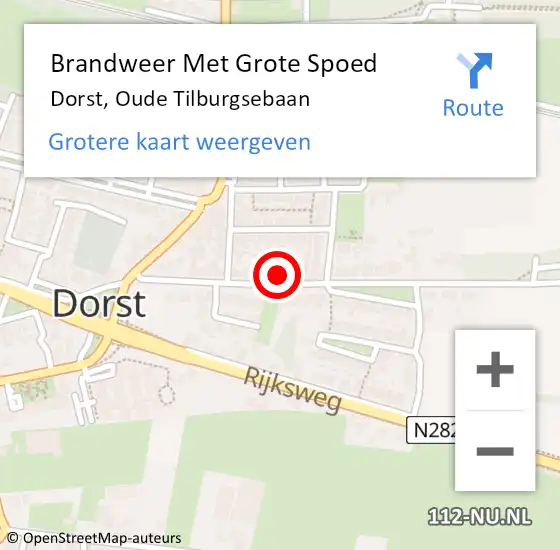 Locatie op kaart van de 112 melding: Brandweer Met Grote Spoed Naar Dorst, Oude Tilburgsebaan op 19 februari 2022 23:30