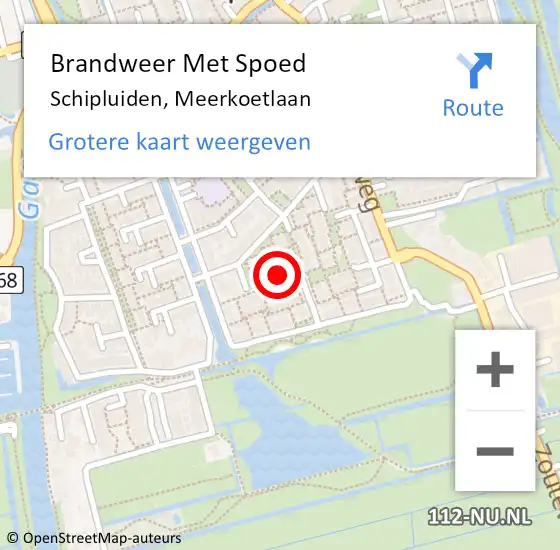 Locatie op kaart van de 112 melding: Brandweer Met Spoed Naar Schipluiden, Meerkoetlaan op 19 februari 2022 23:32