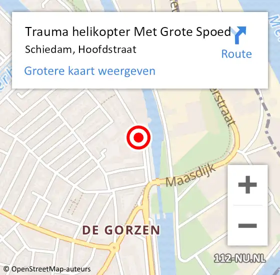 Locatie op kaart van de 112 melding: Trauma helikopter Met Grote Spoed Naar Schiedam, Hoofdstraat op 19 februari 2022 23:43