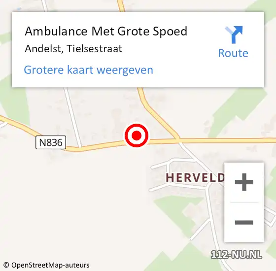 Locatie op kaart van de 112 melding: Ambulance Met Grote Spoed Naar Andelst, Tielsestraat op 19 februari 2022 23:51