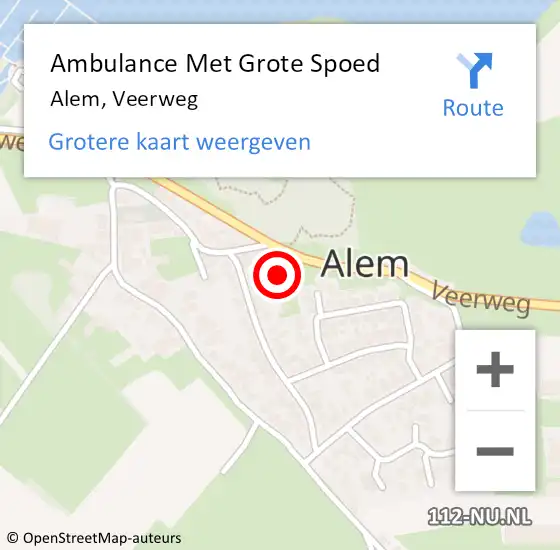 Locatie op kaart van de 112 melding: Ambulance Met Grote Spoed Naar Alem, Veerweg op 20 februari 2022 00:06