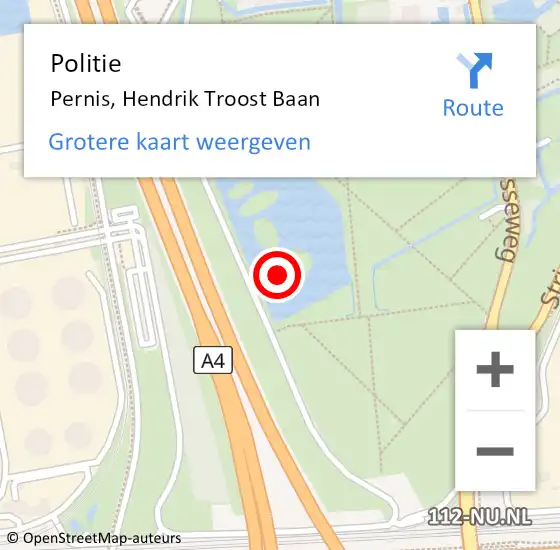 Locatie op kaart van de 112 melding: Politie Pernis, Hendrik Troost Baan op 20 februari 2022 00:07