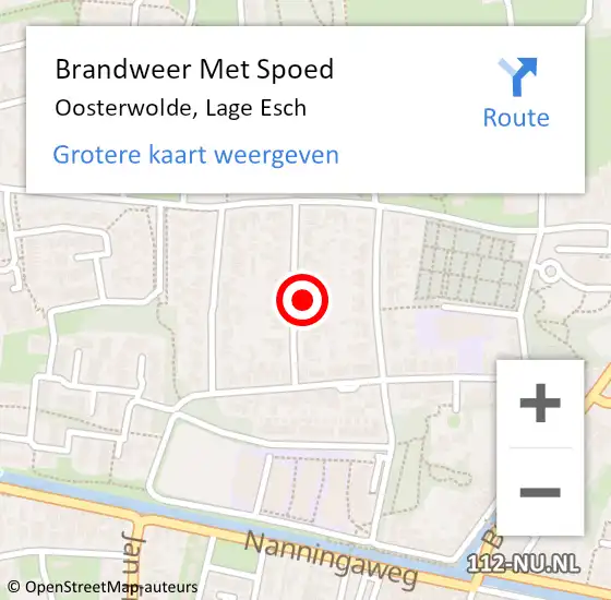 Locatie op kaart van de 112 melding: Brandweer Met Spoed Naar Oosterwolde, Lage Esch op 20 februari 2022 00:09