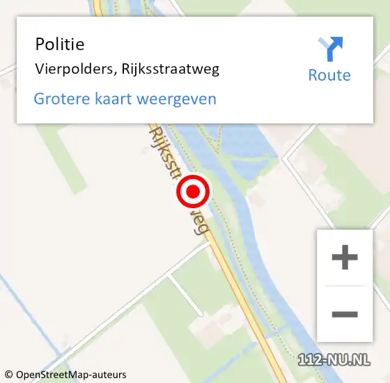 Locatie op kaart van de 112 melding: Politie Vierpolders, Rijksstraatweg op 20 februari 2022 00:53