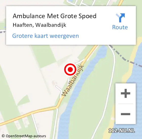 Locatie op kaart van de 112 melding: Ambulance Met Grote Spoed Naar Haaften, Waalbandijk op 20 februari 2022 01:04