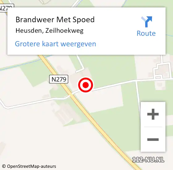 Locatie op kaart van de 112 melding: Brandweer Met Spoed Naar Heusden, Zeilhoekweg op 20 februari 2022 01:27