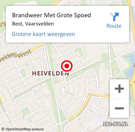 Locatie op kaart van de 112 melding: Brandweer Met Grote Spoed Naar Best, Vaarsvelden op 20 februari 2022 01:37