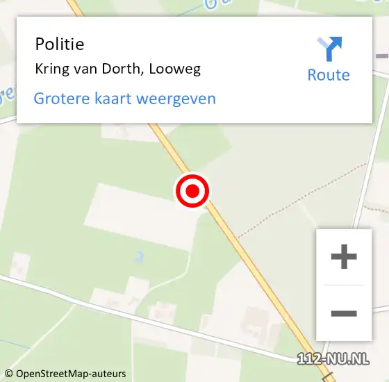 Locatie op kaart van de 112 melding: Politie Kring van Dorth, Looweg op 20 februari 2022 01:37
