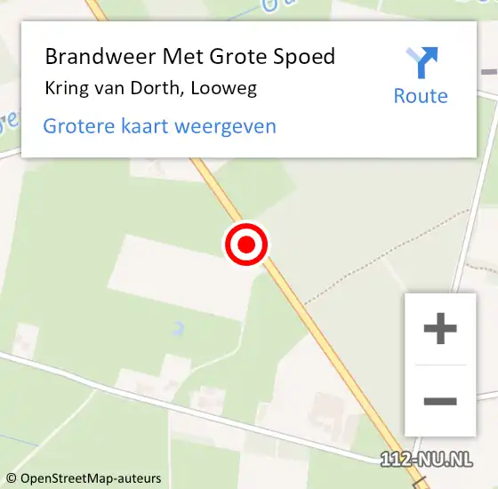 Locatie op kaart van de 112 melding: Brandweer Met Grote Spoed Naar Kring van Dorth, Looweg op 20 februari 2022 01:38