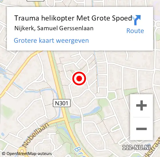 Locatie op kaart van de 112 melding: Trauma helikopter Met Grote Spoed Naar Nijkerk, Samuel Gerssenlaan op 20 februari 2022 01:43