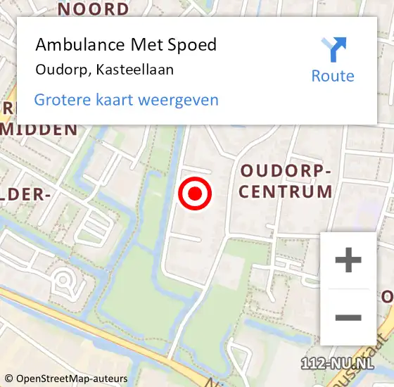 Locatie op kaart van de 112 melding: Ambulance Met Spoed Naar Oudorp, Kasteellaan op 20 februari 2022 01:54