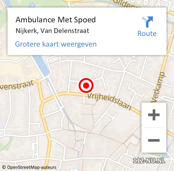 Locatie op kaart van de 112 melding: Ambulance Met Spoed Naar Nijkerk, Van Delenstraat op 20 februari 2022 02:29