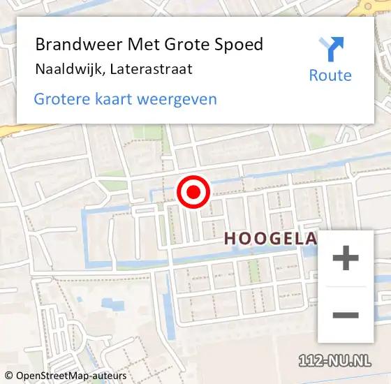 Locatie op kaart van de 112 melding: Brandweer Met Grote Spoed Naar Naaldwijk, Laterastraat op 20 februari 2022 02:34