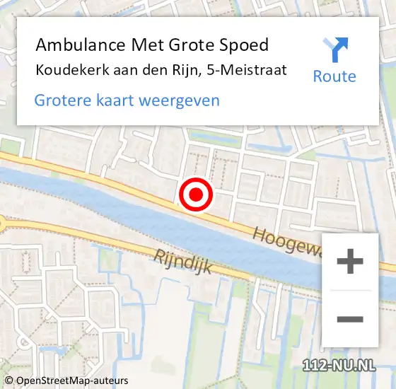 Locatie op kaart van de 112 melding: Ambulance Met Grote Spoed Naar Koudekerk aan den Rijn, 5-Meistraat op 20 februari 2022 02:38