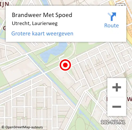 Locatie op kaart van de 112 melding: Brandweer Met Spoed Naar Utrecht, Laurierweg op 20 februari 2022 02:56