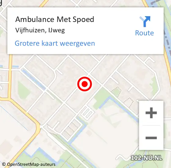 Locatie op kaart van de 112 melding: Ambulance Met Spoed Naar Vijfhuizen, IJweg op 20 februari 2022 03:03