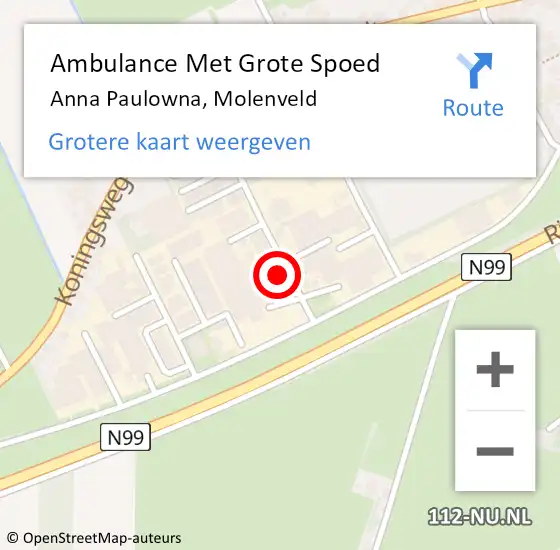 Locatie op kaart van de 112 melding: Ambulance Met Grote Spoed Naar Anna Paulowna, Molenveld op 20 februari 2022 03:09