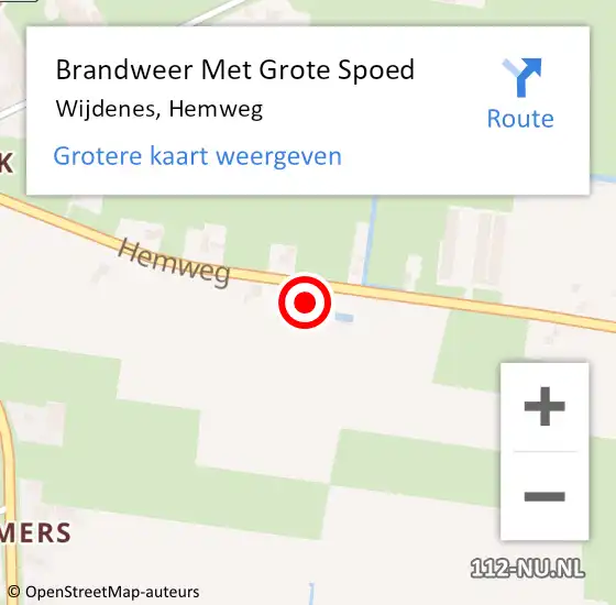 Locatie op kaart van de 112 melding: Brandweer Met Grote Spoed Naar Wijdenes, Hemweg op 20 februari 2022 03:28