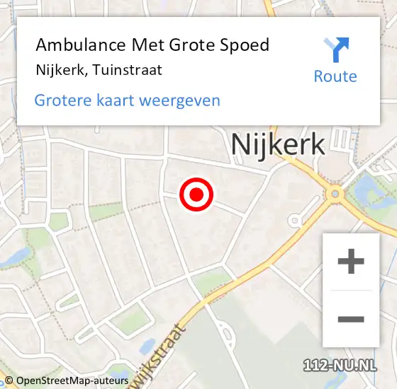 Locatie op kaart van de 112 melding: Ambulance Met Grote Spoed Naar Nijkerk, Tuinstraat op 20 februari 2022 03:52