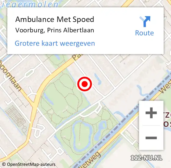 Locatie op kaart van de 112 melding: Ambulance Met Spoed Naar Voorburg, Prins Albertlaan op 20 februari 2022 04:03