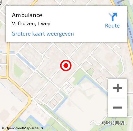 Locatie op kaart van de 112 melding: Ambulance Vijfhuizen, IJweg op 20 februari 2022 04:43