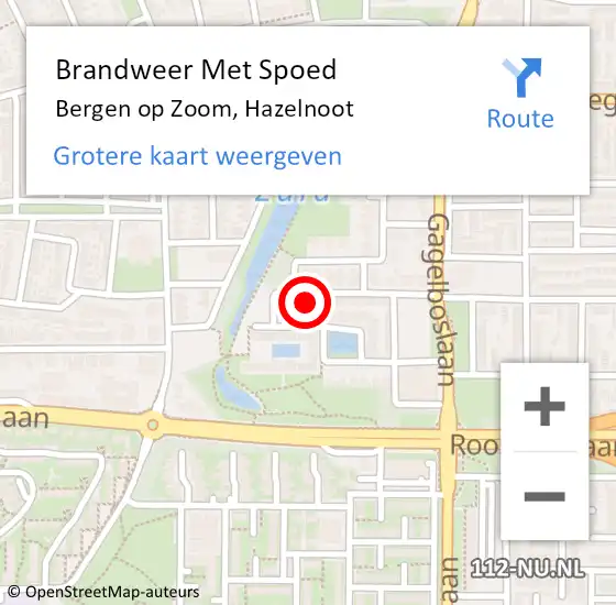 Locatie op kaart van de 112 melding: Brandweer Met Spoed Naar Bergen op Zoom, Hazelnoot op 20 februari 2022 05:27