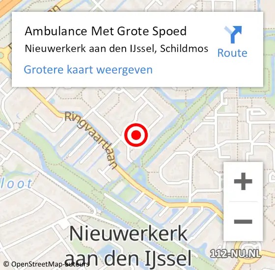 Locatie op kaart van de 112 melding: Ambulance Met Grote Spoed Naar Nieuwerkerk aan den IJssel, Schildmos op 20 februari 2022 06:23