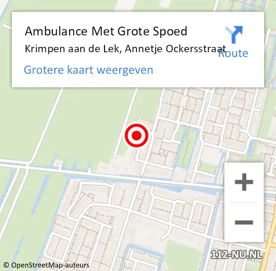 Locatie op kaart van de 112 melding: Ambulance Met Grote Spoed Naar Krimpen aan de Lek, Annetje Ockersstraat op 20 februari 2022 06:34