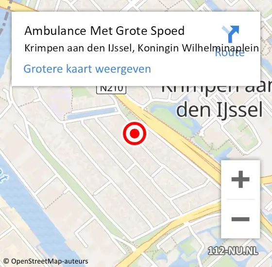 Locatie op kaart van de 112 melding: Ambulance Met Grote Spoed Naar Krimpen aan den IJssel, Koningin Wilhelminaplein op 20 februari 2022 07:06