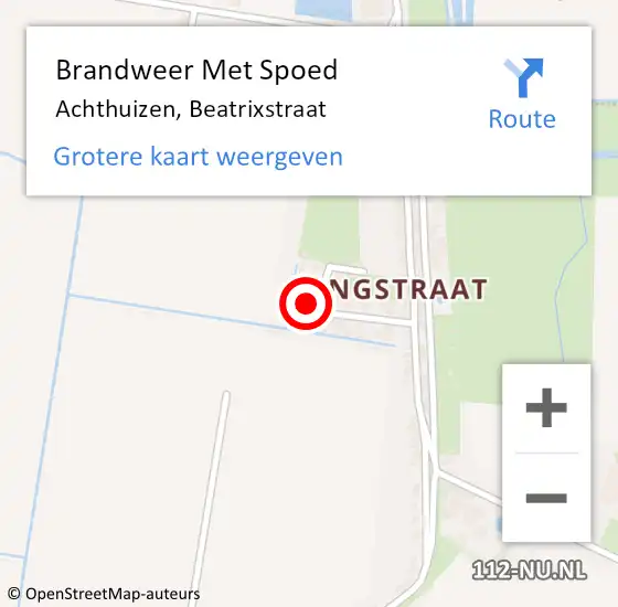 Locatie op kaart van de 112 melding: Brandweer Met Spoed Naar Achthuizen, Beatrixstraat op 20 februari 2022 07:21