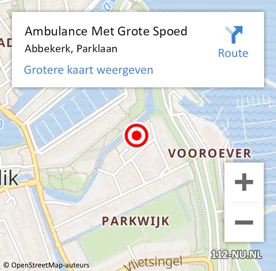 Locatie op kaart van de 112 melding: Ambulance Met Grote Spoed Naar Abbekerk, Parklaan op 20 februari 2022 07:36