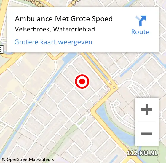 Locatie op kaart van de 112 melding: Ambulance Met Grote Spoed Naar Velserbroek, Waterdrieblad op 20 februari 2022 07:44