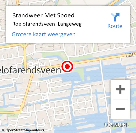 Locatie op kaart van de 112 melding: Brandweer Met Spoed Naar Roelofarendsveen, Langeweg op 20 februari 2022 07:46