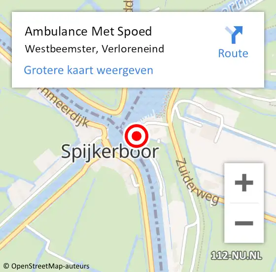 Locatie op kaart van de 112 melding: Ambulance Met Spoed Naar Westbeemster, Verloreneind op 20 februari 2022 07:47