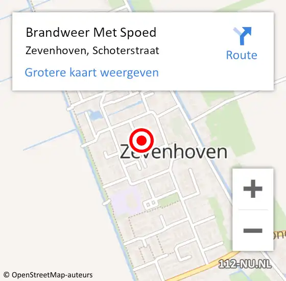 Locatie op kaart van de 112 melding: Brandweer Met Spoed Naar Zevenhoven, Schoterstraat op 20 februari 2022 08:05