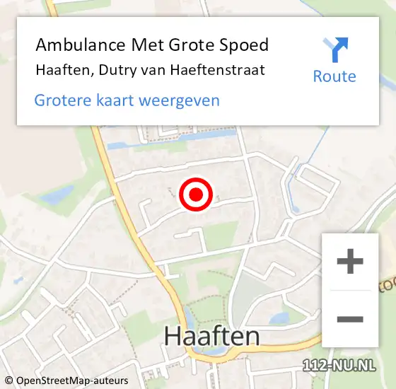 Locatie op kaart van de 112 melding: Ambulance Met Grote Spoed Naar Haaften, Dutry van Haeftenstraat op 20 februari 2022 08:06