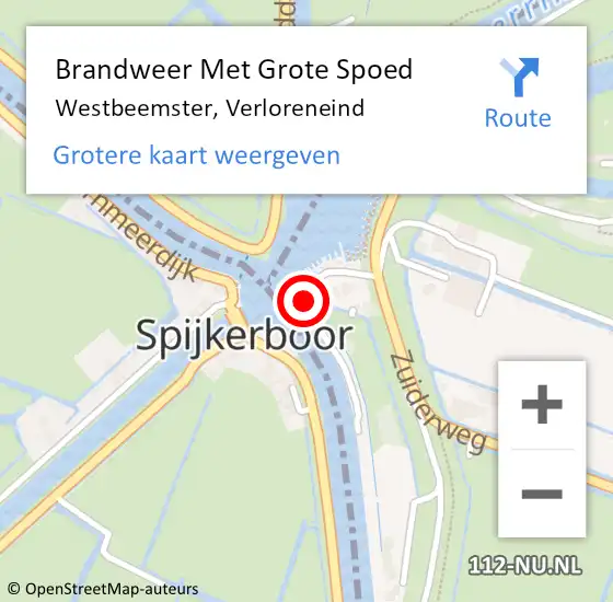 Locatie op kaart van de 112 melding: Brandweer Met Grote Spoed Naar Westbeemster, Verloreneind op 20 februari 2022 08:09