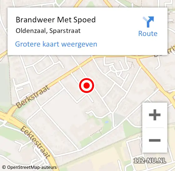 Locatie op kaart van de 112 melding: Brandweer Met Spoed Naar Oldenzaal, Sparstraat op 20 februari 2022 08:10