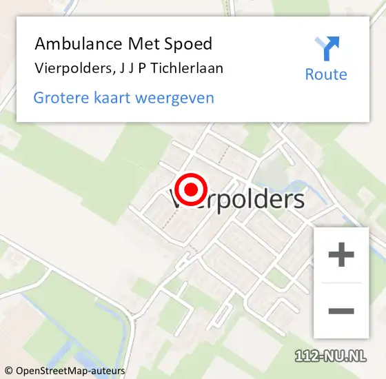 Locatie op kaart van de 112 melding: Ambulance Met Spoed Naar Vierpolders, J J P Tichlerlaan op 20 februari 2022 08:11