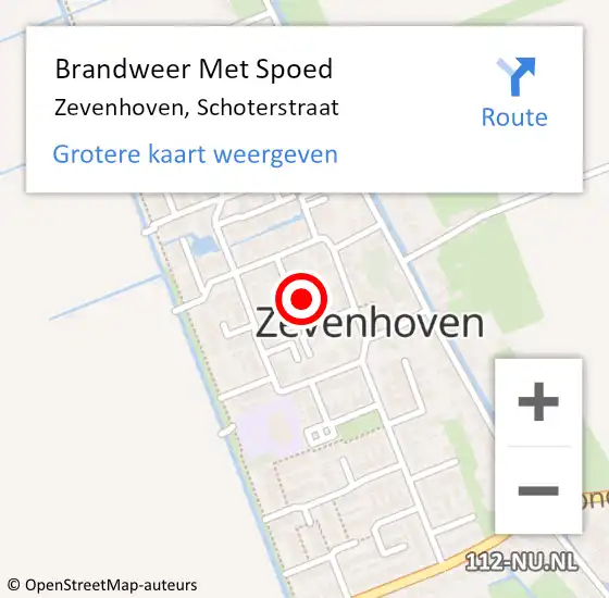 Locatie op kaart van de 112 melding: Brandweer Met Spoed Naar Zevenhoven, Schoterstraat op 20 februari 2022 08:26