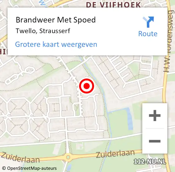 Locatie op kaart van de 112 melding: Brandweer Met Spoed Naar Twello, Strausserf op 20 februari 2022 08:38