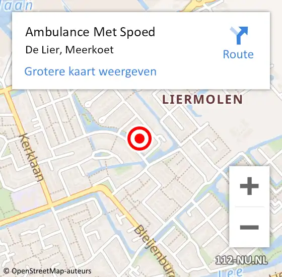 Locatie op kaart van de 112 melding: Ambulance Met Spoed Naar De Lier, Meerkoet op 20 februari 2022 08:54