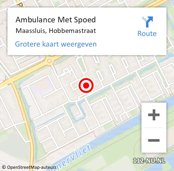 Locatie op kaart van de 112 melding: Ambulance Met Spoed Naar Maassluis, Hobbemastraat op 20 februari 2022 09:02