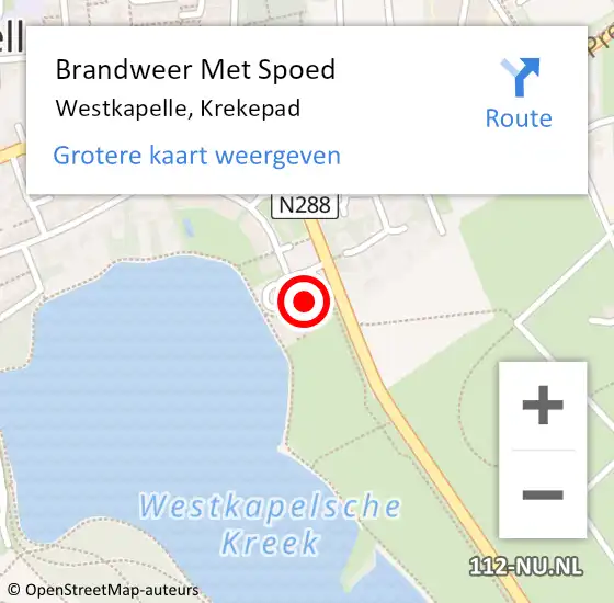 Locatie op kaart van de 112 melding: Brandweer Met Spoed Naar Westkapelle, Krekepad op 20 februari 2022 09:09