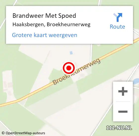 Locatie op kaart van de 112 melding: Brandweer Met Spoed Naar Haaksbergen, Broekheurnerweg op 20 februari 2022 09:10