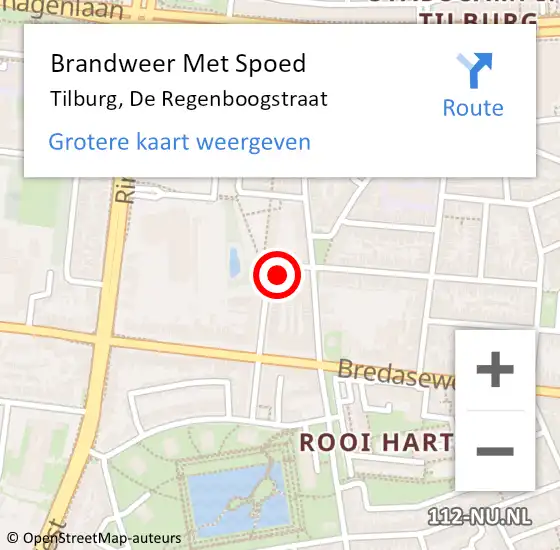 Locatie op kaart van de 112 melding: Brandweer Met Spoed Naar Tilburg, De Regenboogstraat op 20 februari 2022 09:20