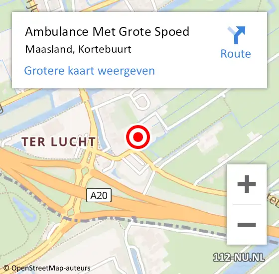 Locatie op kaart van de 112 melding: Ambulance Met Grote Spoed Naar Maasland, Kortebuurt op 20 februari 2022 09:32
